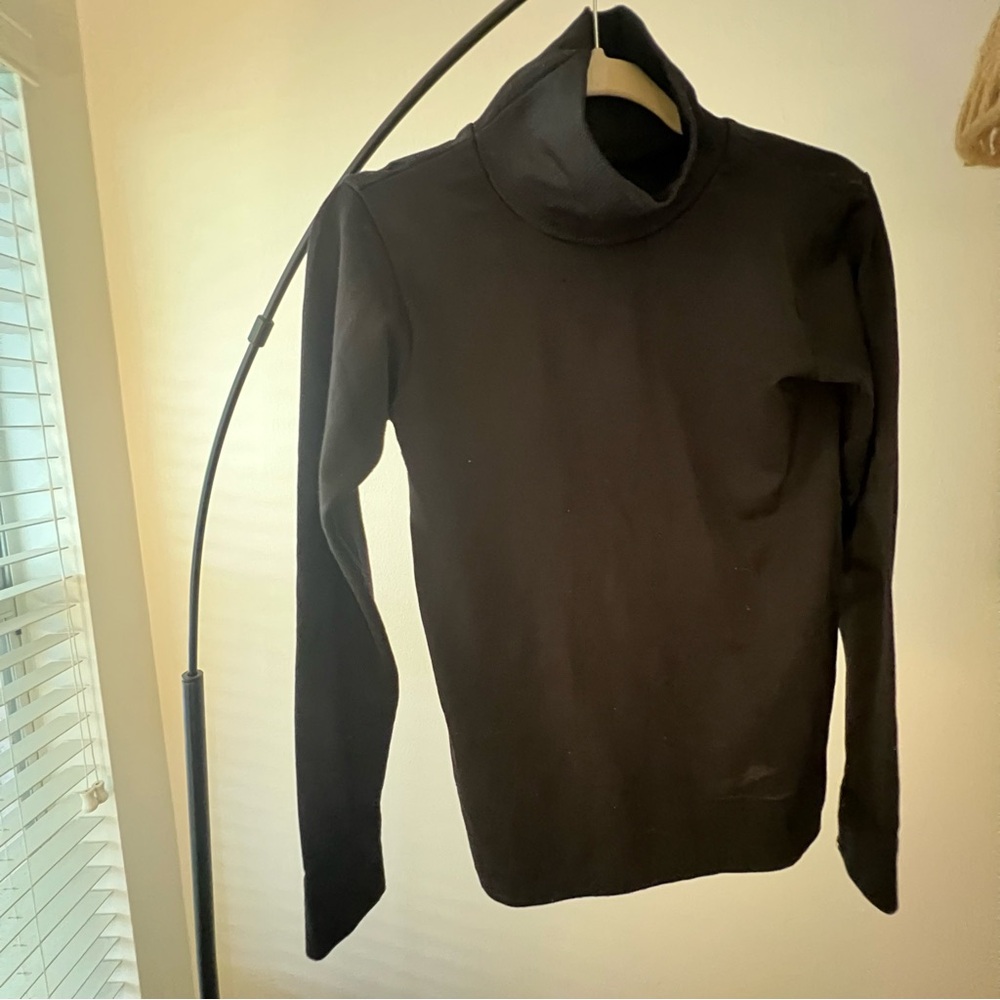 Fleece Black Turtleneck Sweater